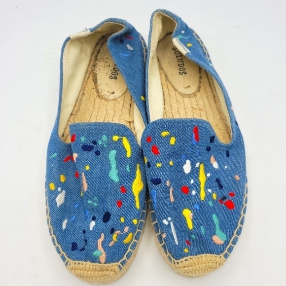 Soludos Multicolor Paint Splatter Espadrilles Flats Size 7.5 - Picture 2 of 14
